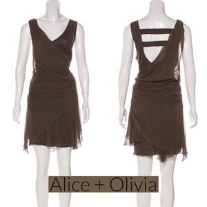 Alice + Olivia V-Neck Draped Dress L EUC